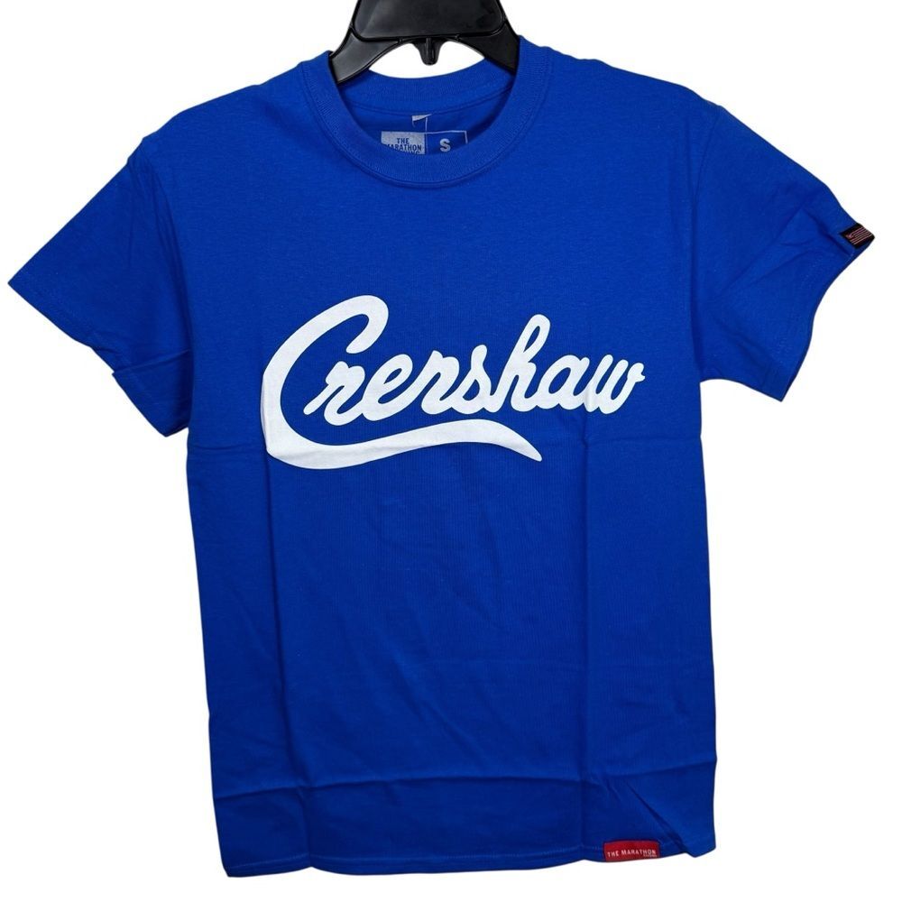 NWT The Marathon Clothing Blue and White Crenshaw Tee 100% Cotton Size Small